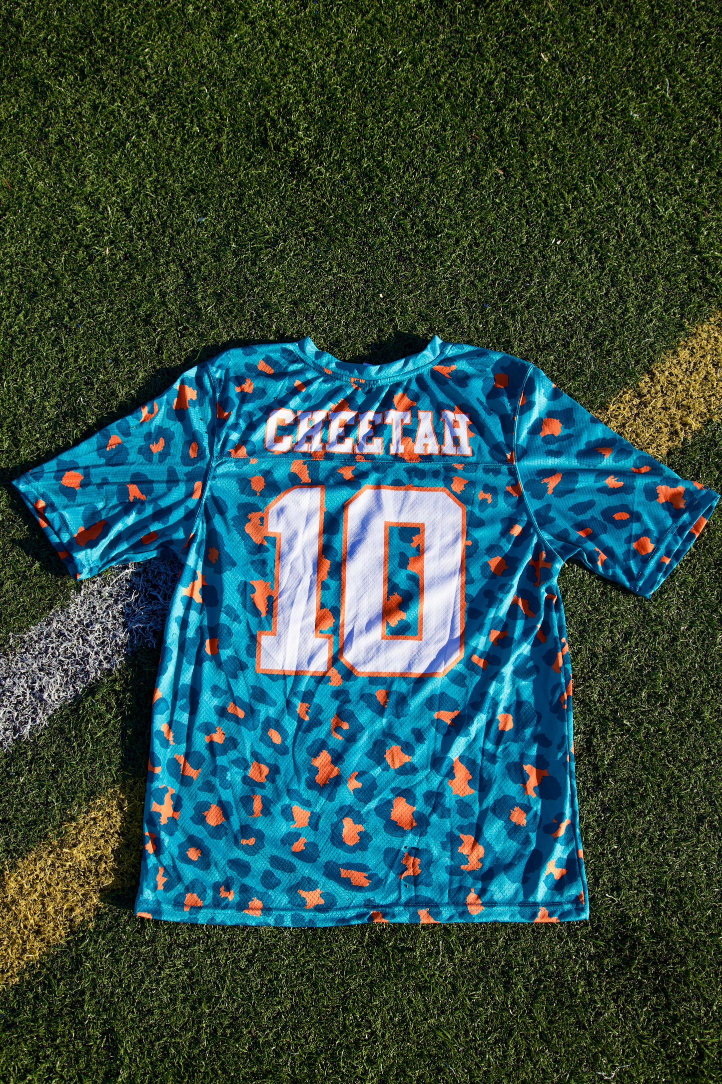 Cheetah Jersey Aqua - Aqua Neck