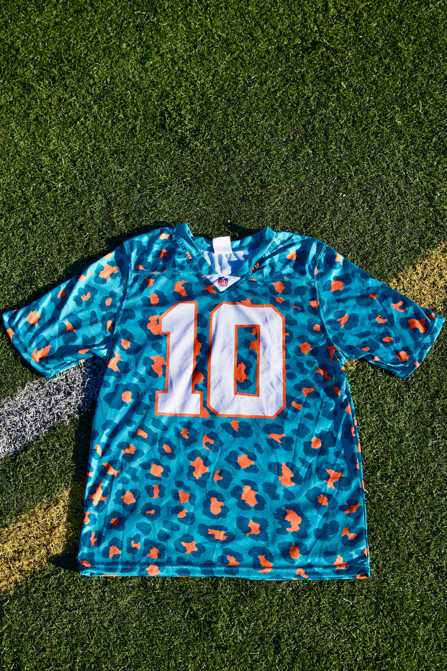 Cheetah Jersey Aqua - Aqua Neck