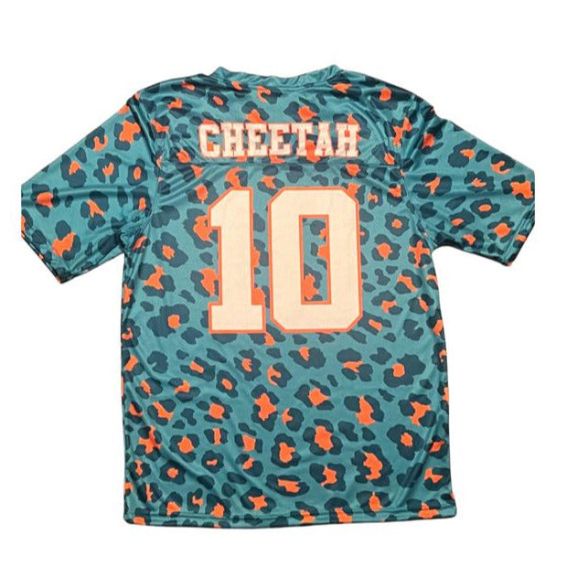 Cheetah Jersey Aqua - Aqua Neck