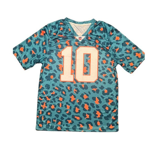 Cheetah Jersey Aqua - Aqua Neck