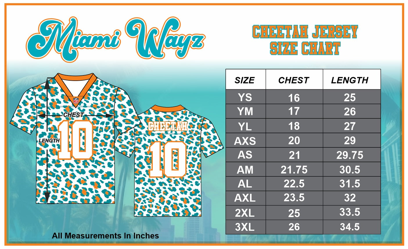 Cheetah Jersey White - Orange Neck