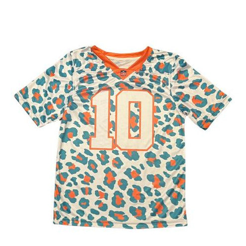 Cheetah Jersey White - Orange Neck