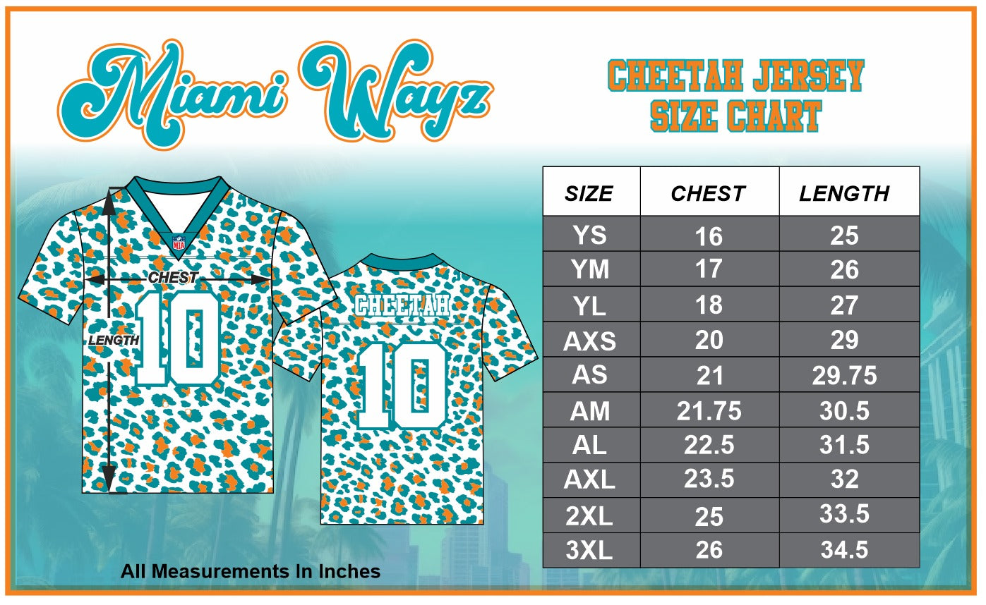 Cheetah Jersey White - Aqua Neck